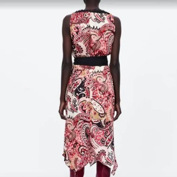 Zara Paisley Print Lace Wrap Dress - Picture 7 of 7